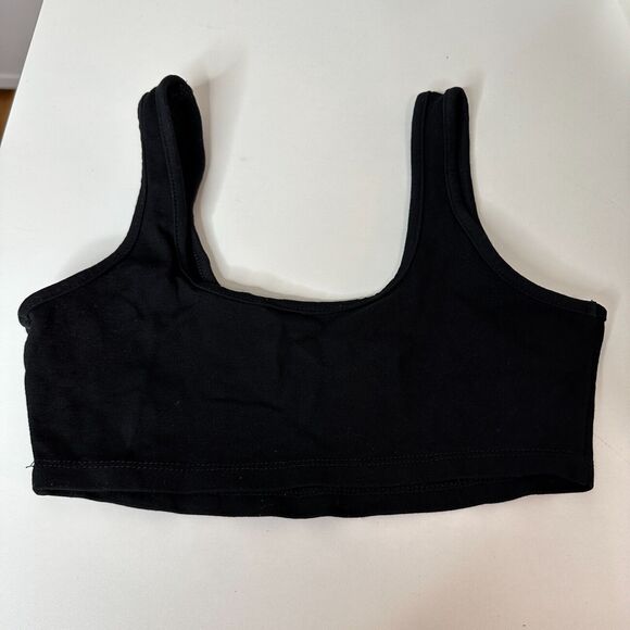 Fashion Nova Jet Black Stretch Square Neck Crop Tank Top Bralette Extra-Small XS - Picture 2 of 6